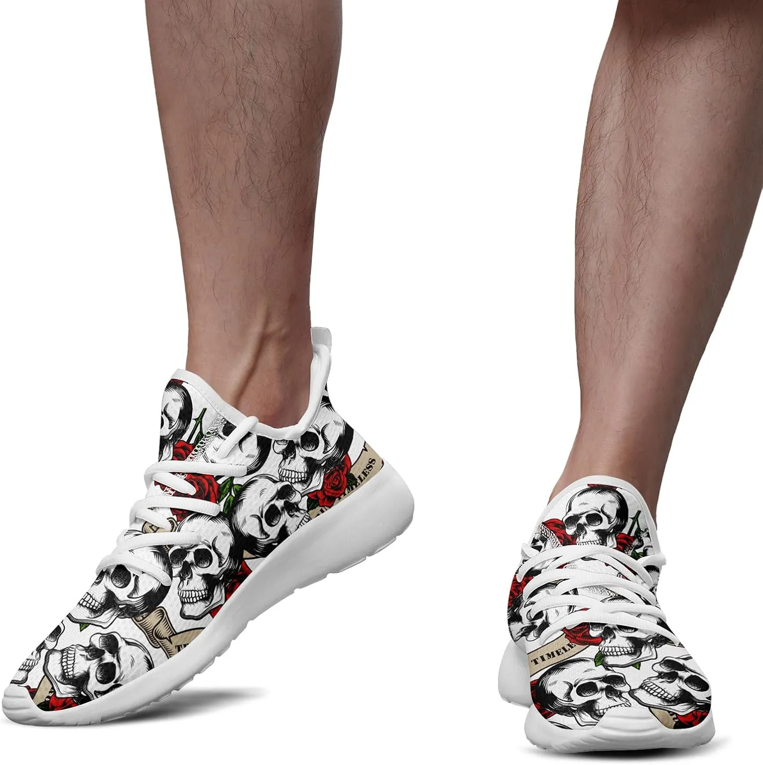 Men's Skull Walking Running Shoes Cushion Fashion Sneakers Lightweight Breathable Athletic Sports Tennis Shoes