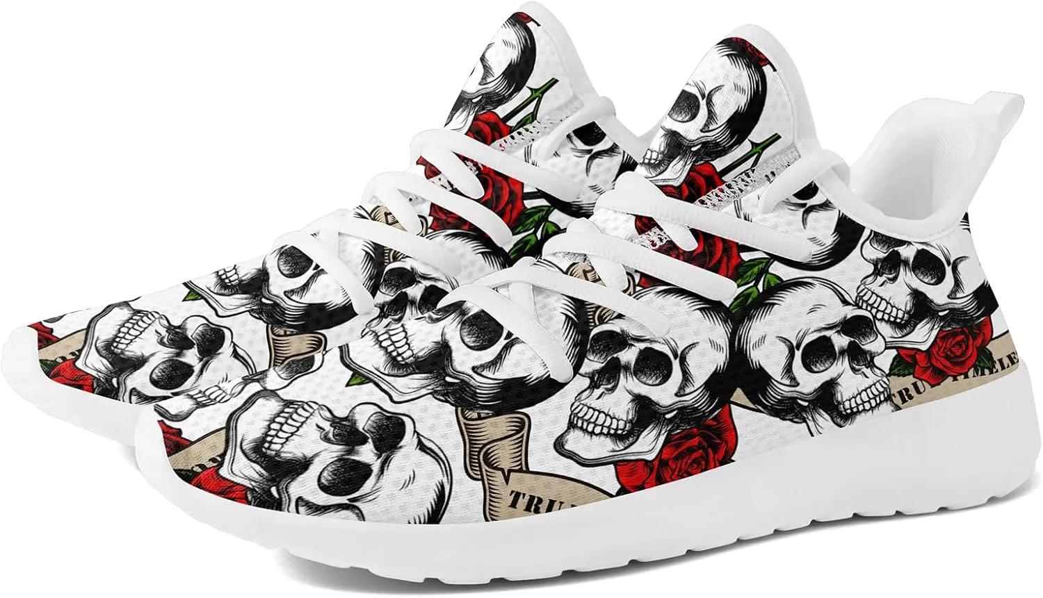 Men's Skull Walking Running Shoes Cushion Fashion Sneakers Lightweight Breathable Athletic Sports Tennis Shoes