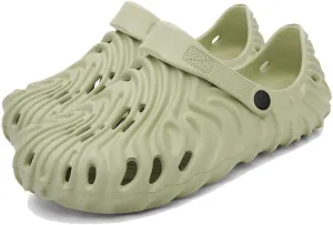 Men's Wavy Pattern Garden Clogs Slip On Slides Shoes Water Beach Pool Sandals for Men Outdoor Slippers with Cushion Footbed