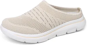 Mens Womens Backless Slippers Mesh Knitted Clogs Sneakers Lightweight Comfortable Walking Open Back Shoes Slip on Trendy Casual Breathable Slippers Shoes Closed Toe Slides Outdoor Sports Wedge Mules
