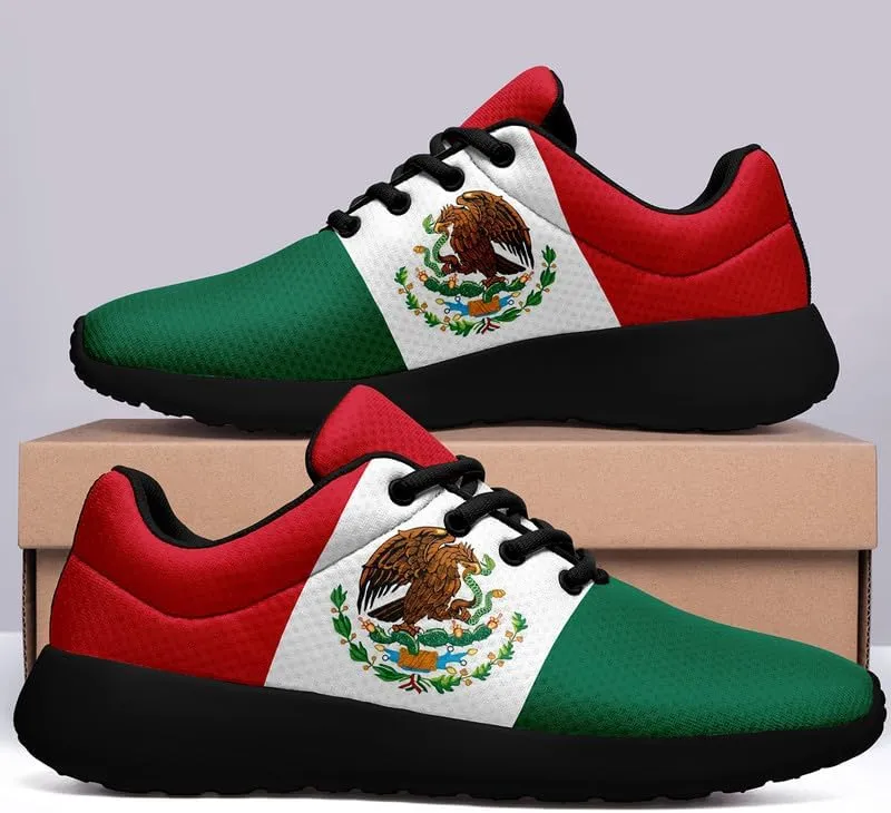 Mexican Flag Road Running Shoes for Men Women, Comfortable and Breathable Teachers Sneakers with Mexico Iconic Design