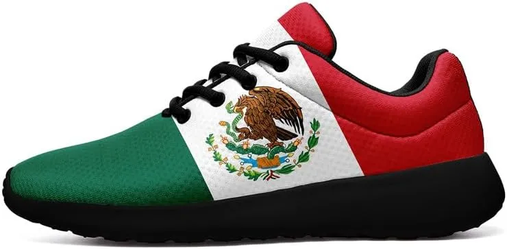Mexican Flag Road Running Shoes for Men Women, Comfortable and Breathable Teachers Sneakers with Mexico Iconic Design