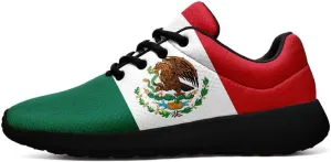 Mexican Flag Road Running Shoes for Men Women, Comfortable and Breathable Teachers Sneakers with Mexico Iconic Design