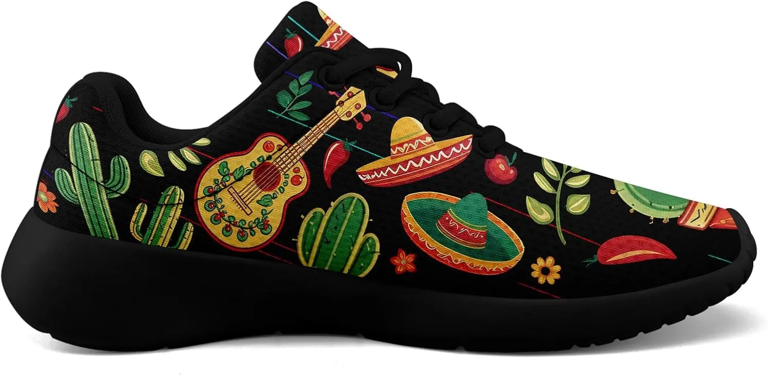 Mexican Flag Road Running Shoes for Men Women, Comfortable and Breathable Teachers Sneakers with Mexico Iconic Design