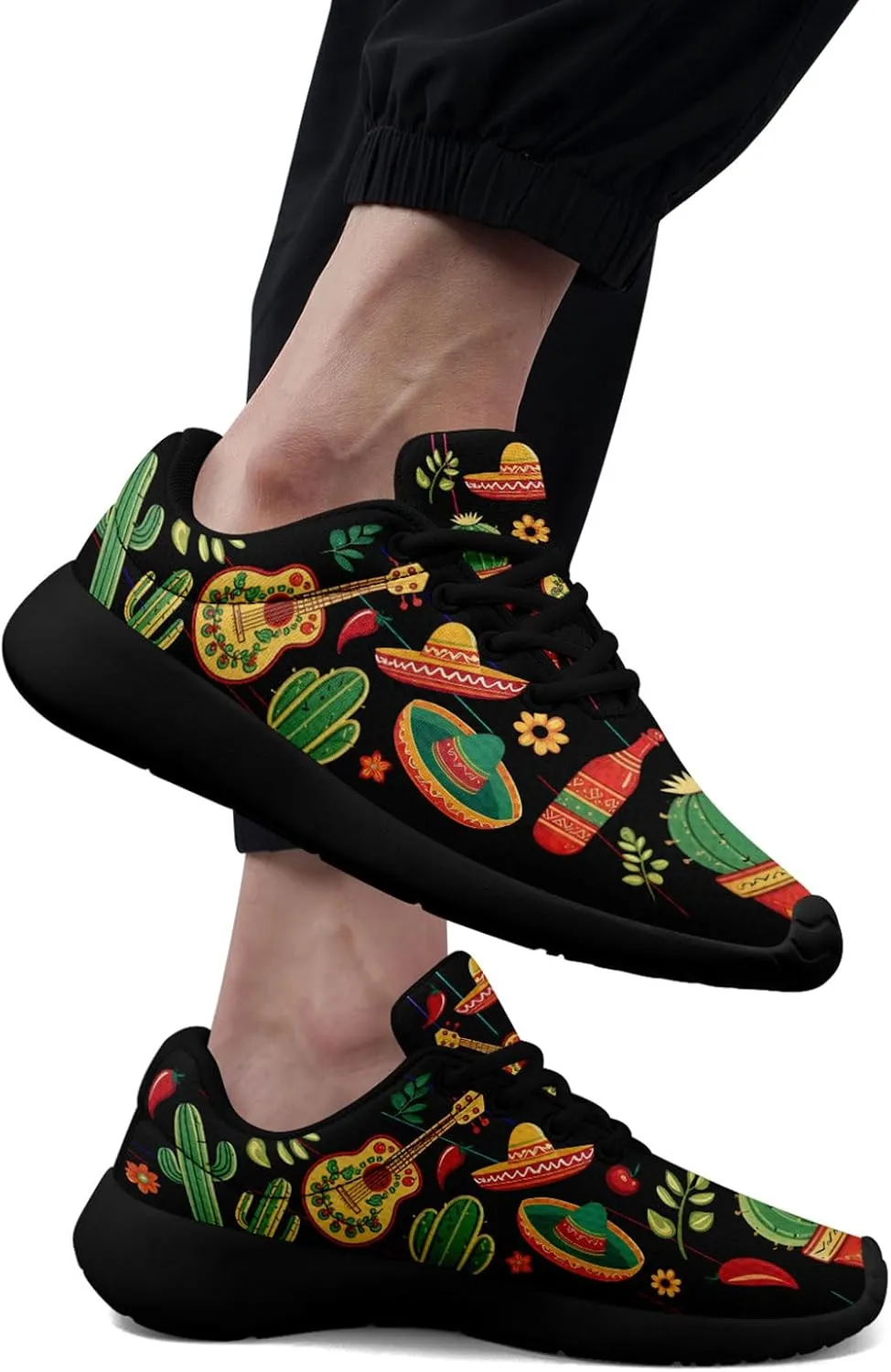 Mexican Flag Road Running Shoes for Men Women, Comfortable and Breathable Teachers Sneakers with Mexico Iconic Design