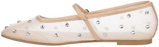 Michael By Michael Shannon Miller - Women's Dressy Mesh Rhinestone Mary Jane Ballet Flats