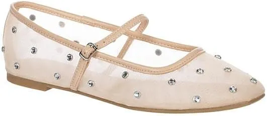 Michael By Michael Shannon Miller - Women's Dressy Mesh Rhinestone Mary Jane Ballet Flats