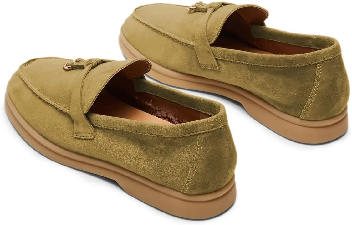Milooey shoes Women's Round Toe Flat Loafers Comfort Slip On Moccasins Lightweight Driving Penny Loafer Casual Dress Walking Shoes Size 4-16 US
