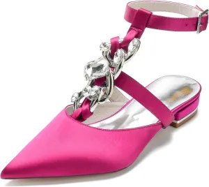 Minishion Evening Flats Shoes Women Slingback Ankle Strap Bridal Wedding Party Pumps Mules BR187