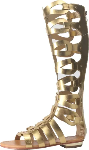 Minishion Womens Gladiator Sandals Flat Knee High Summer Dress Boots with Zip TM001