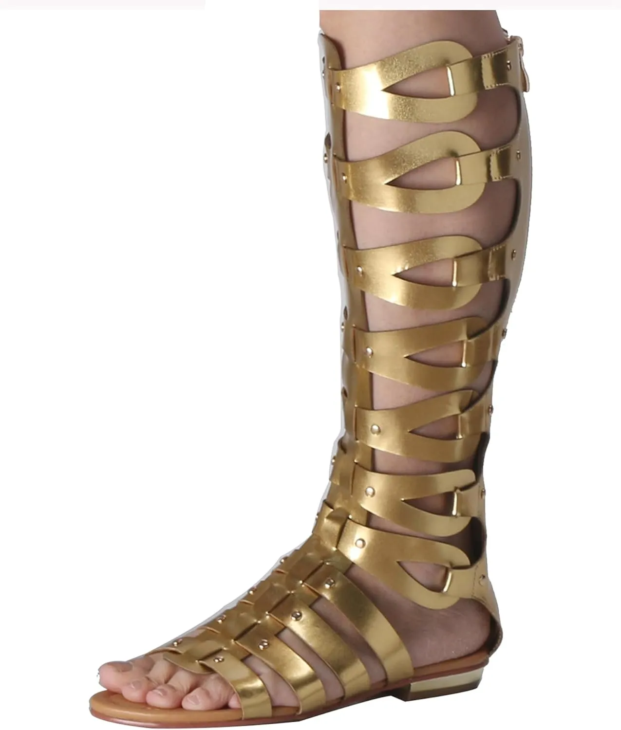 Minishion Womens Gladiator Sandals Flat Knee High Summer Dress Boots with Zip TM001