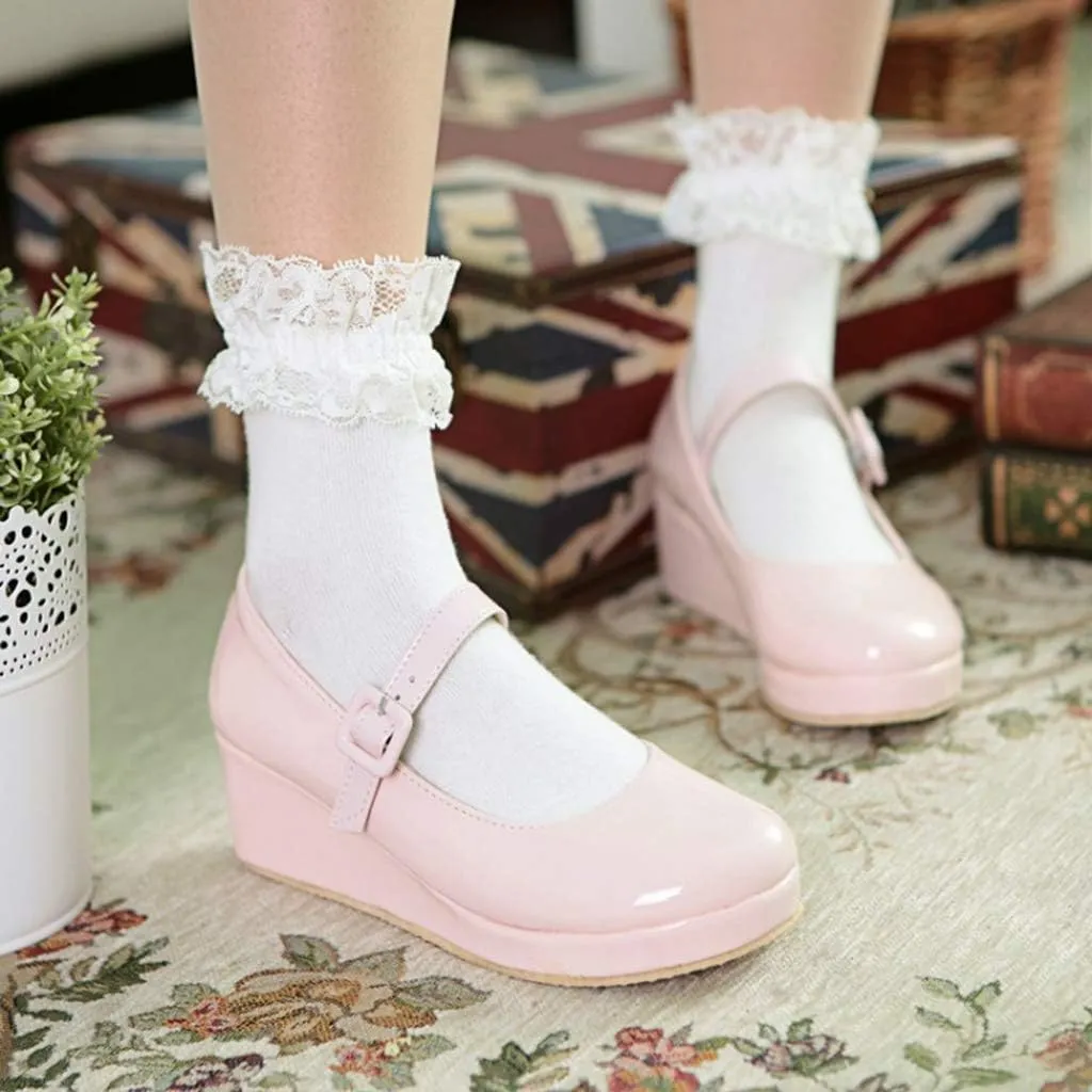 MIOKE Women's Fashion Wedge Mary Jane Pumps Round Toe Platform Mid Heel Comfort Party Wedding Dress Shoes