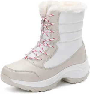 MIOKE Women's Winter Waterproof Snow Ankle Boots Lace Up Warm Fur Platform Insulated Outdoor Sneaker Booties