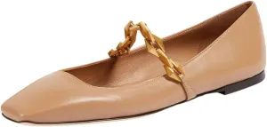 miss left Women Comfy Chain Strap Mary Janes Shoes Slip On Closed Square Toe Ballet Flats for Walking School Dressy Size 4-16 US
