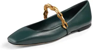 miss left Women Comfy Chain Strap Mary Janes Shoes Slip On Closed Square Toe Ballet Flats for Walking School Dressy Size 4-16 US