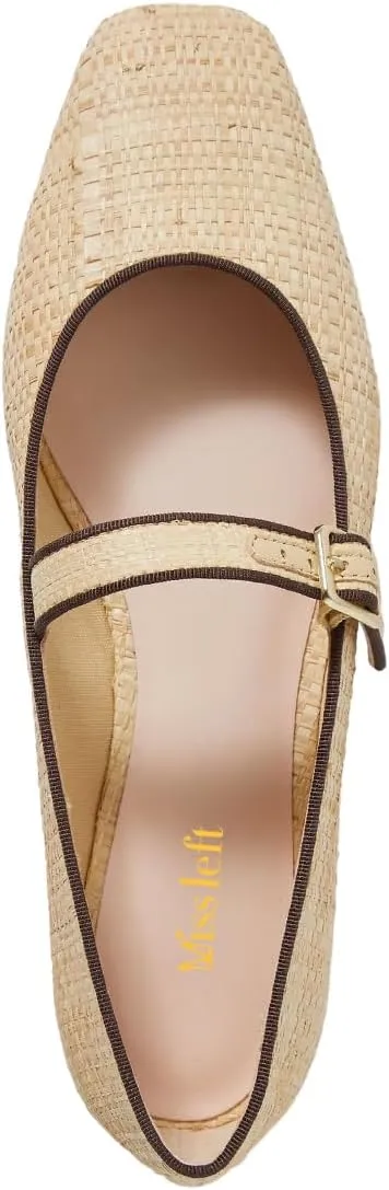 miss left Women's Comfort Buckle Strap Mary Janes Classic Closed Round Toe Ballet Flats Slip On Cozy Casual Dance Shoes Size 4-16 US