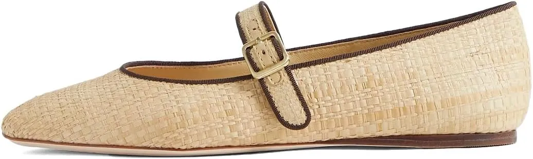 miss left Women's Comfort Buckle Strap Mary Janes Classic Closed Round Toe Ballet Flats Slip On Cozy Casual Dance Shoes Size 4-16 US
