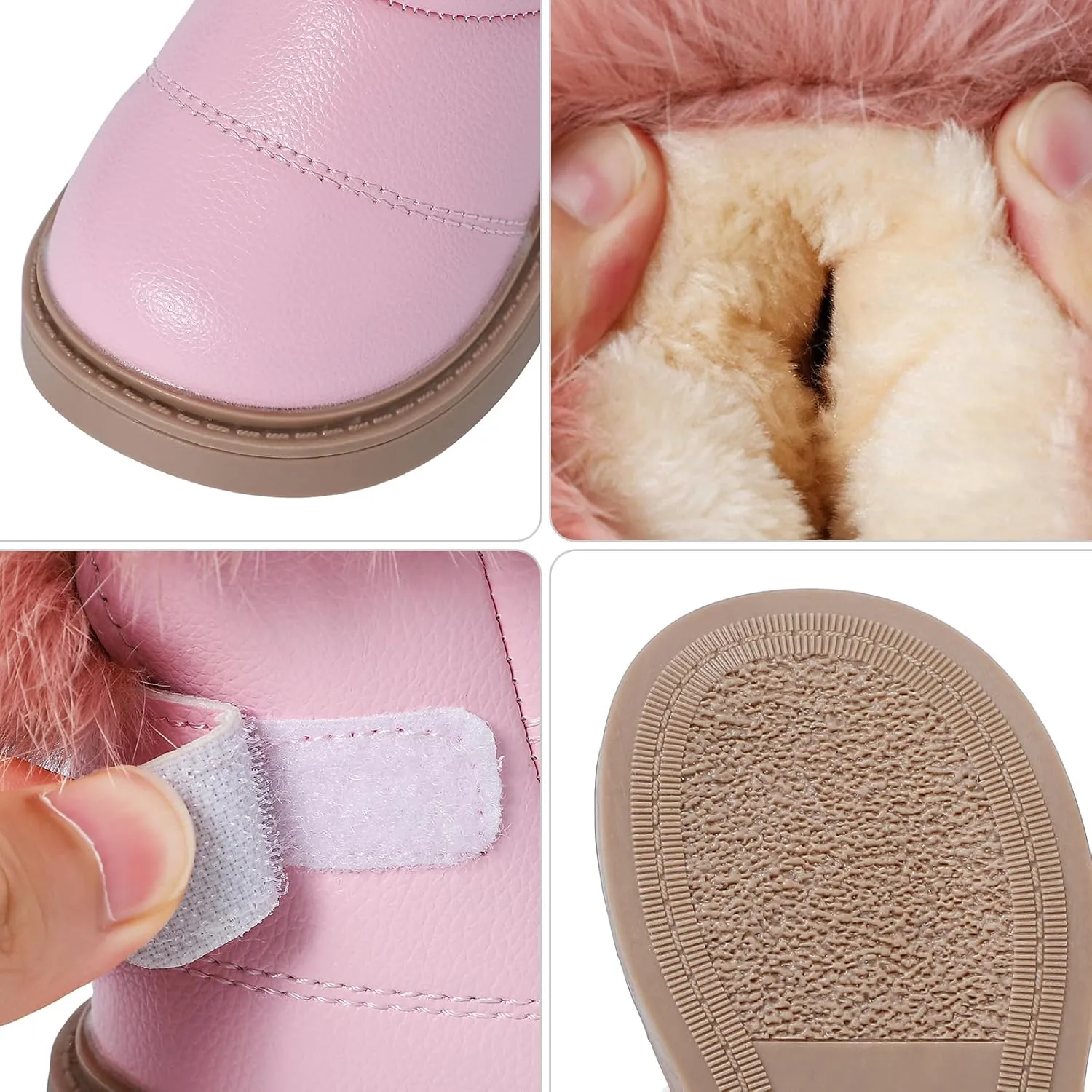 MK MATT KEELY Girl's Snow Boots Warm Fur Lining Non-Slip Ankle Boots Winter PU Leather Waterproof Boots for Toddlers/Little Kid