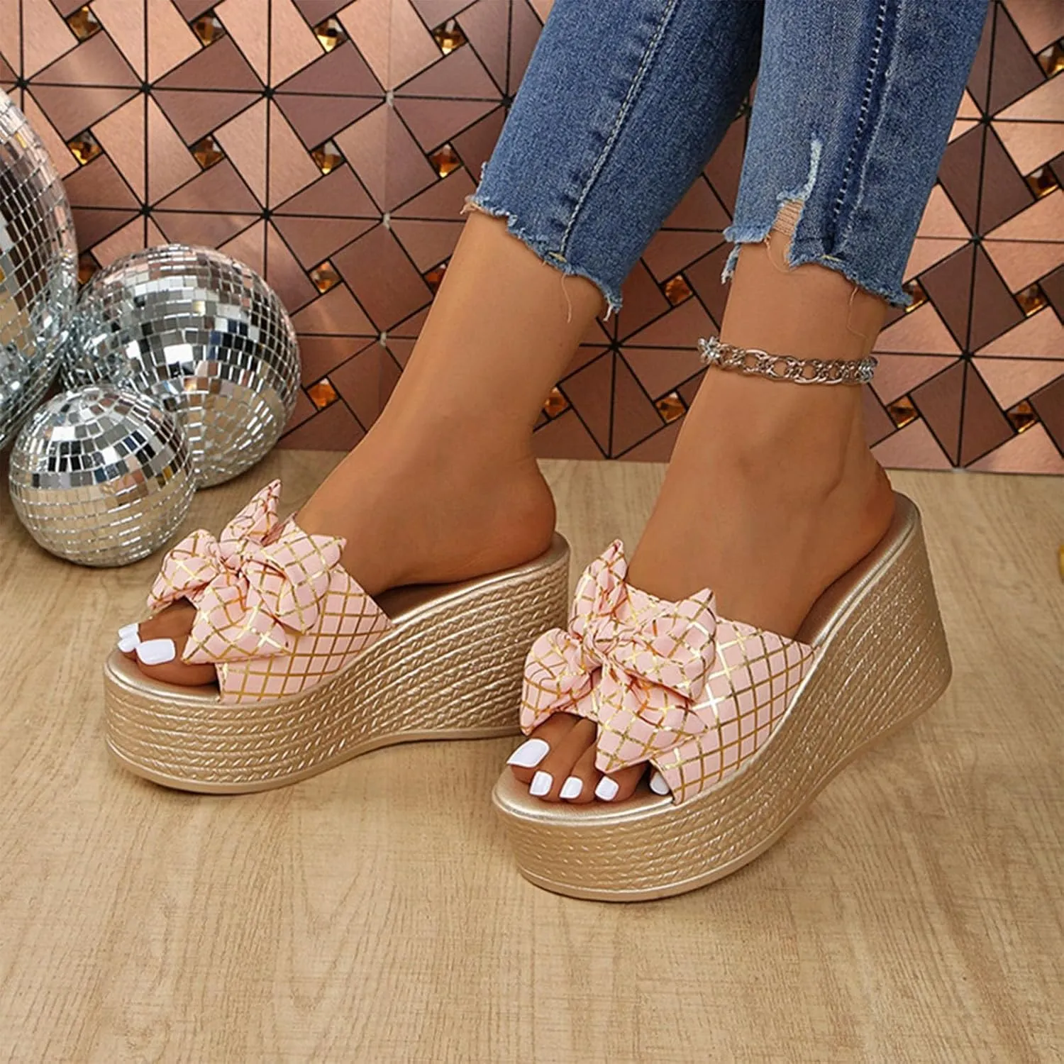 Mules for Women Heel Sandals Summer Dressy Platform Shoes High Heels Slip-On Arch Support Slides Wedge Sandals 2025