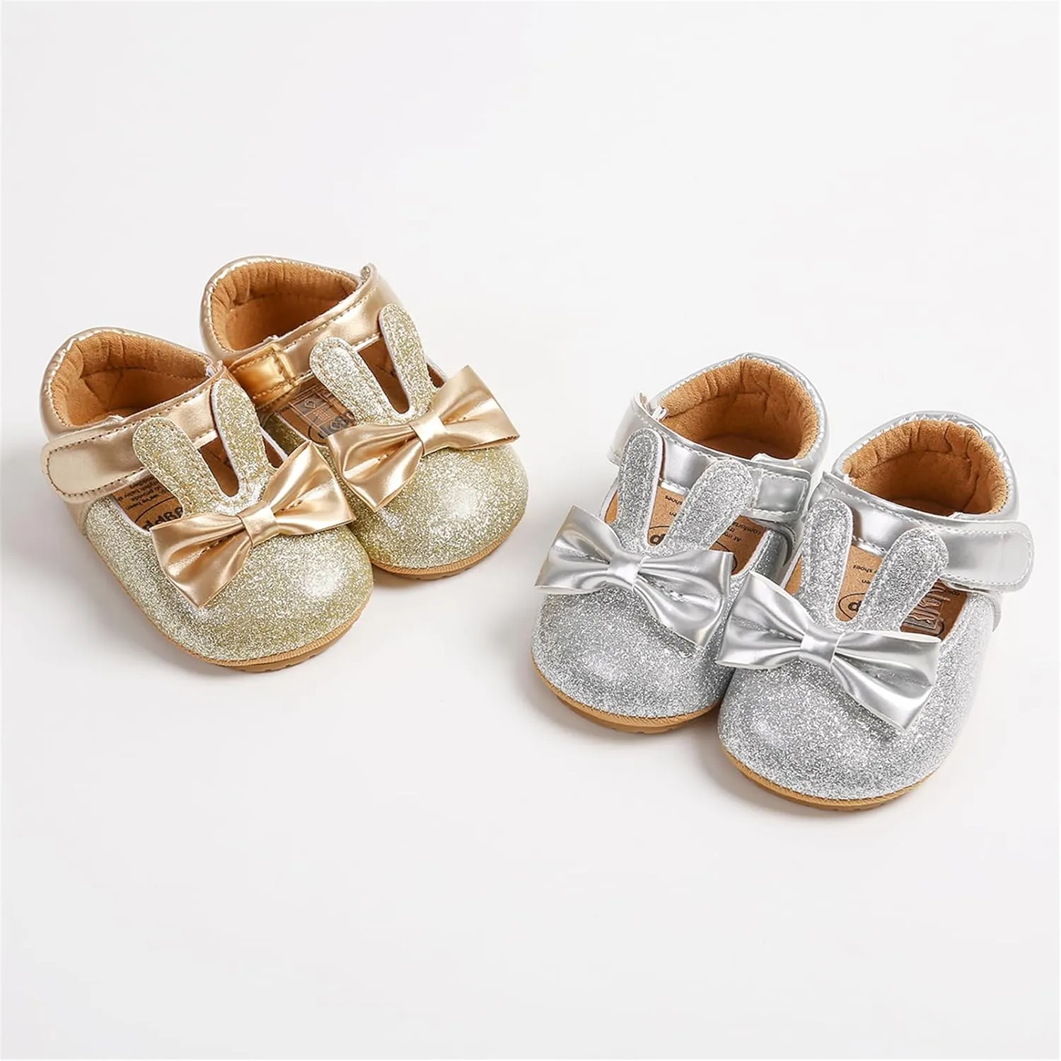 myppgg Baby Girls Mary Jane Flats Sparkly Bowknot Princess Dress Crib Shoes Non-Slip for Toddler First Walkers