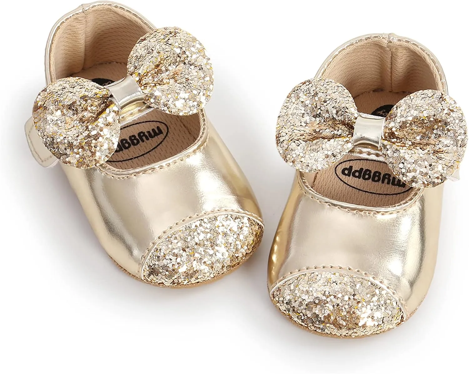 myppgg Baby Girls Mary Jane Flats Sparkly Bowknot Princess Dress Crib Shoes Non-Slip for Toddler First Walkers