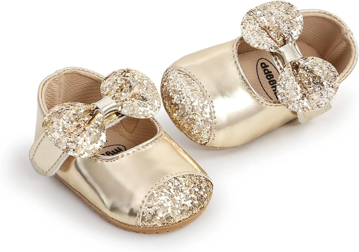 myppgg Baby Girls Mary Jane Flats Sparkly Bowknot Princess Dress Crib Shoes Non-Slip for Toddler First Walkers
