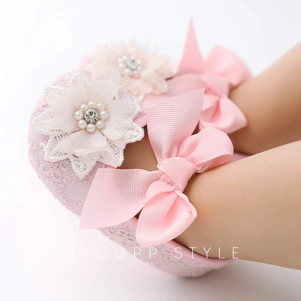 Ohwawadi Infant Baby Girl Shoes Baby Mary Jane Flats Princess Wedding Dress Shoes Crib Shoe for Newborns, Infants, Babies, and Toddlers