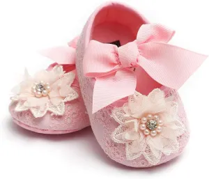 Ohwawadi Infant Baby Girl Shoes Baby Mary Jane Flats Princess Wedding Dress Shoes Crib Shoe for Newborns, Infants, Babies, and Toddlers