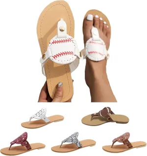 oiangi Sandals Women Dressy Summer Flats Cute Baseball Thong Clip Toe Flip Flops Lightweight Comfortable Beach Slipper Ladies Casual Shoes Sandalias para Mujer