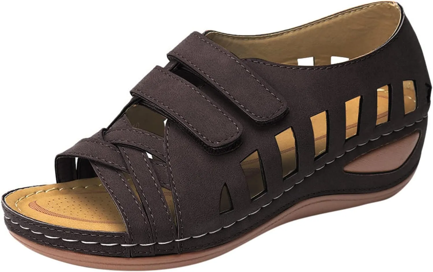 Orthopedic Leather Sandals with Back Strap Orthopedic Women Slippers Family Christmas Sandals for Women Summer Orthotic Arch Support Sandal for Women Heel Orthopedic Walking Wedge Sandals Women