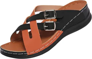 Orthopedic Sandals for Women with Arch Support Comfortable Wedge Summer Dressy Shoes Adjustable Buckle Straps Casual Lightweight Beach Vacation Walking Sandals