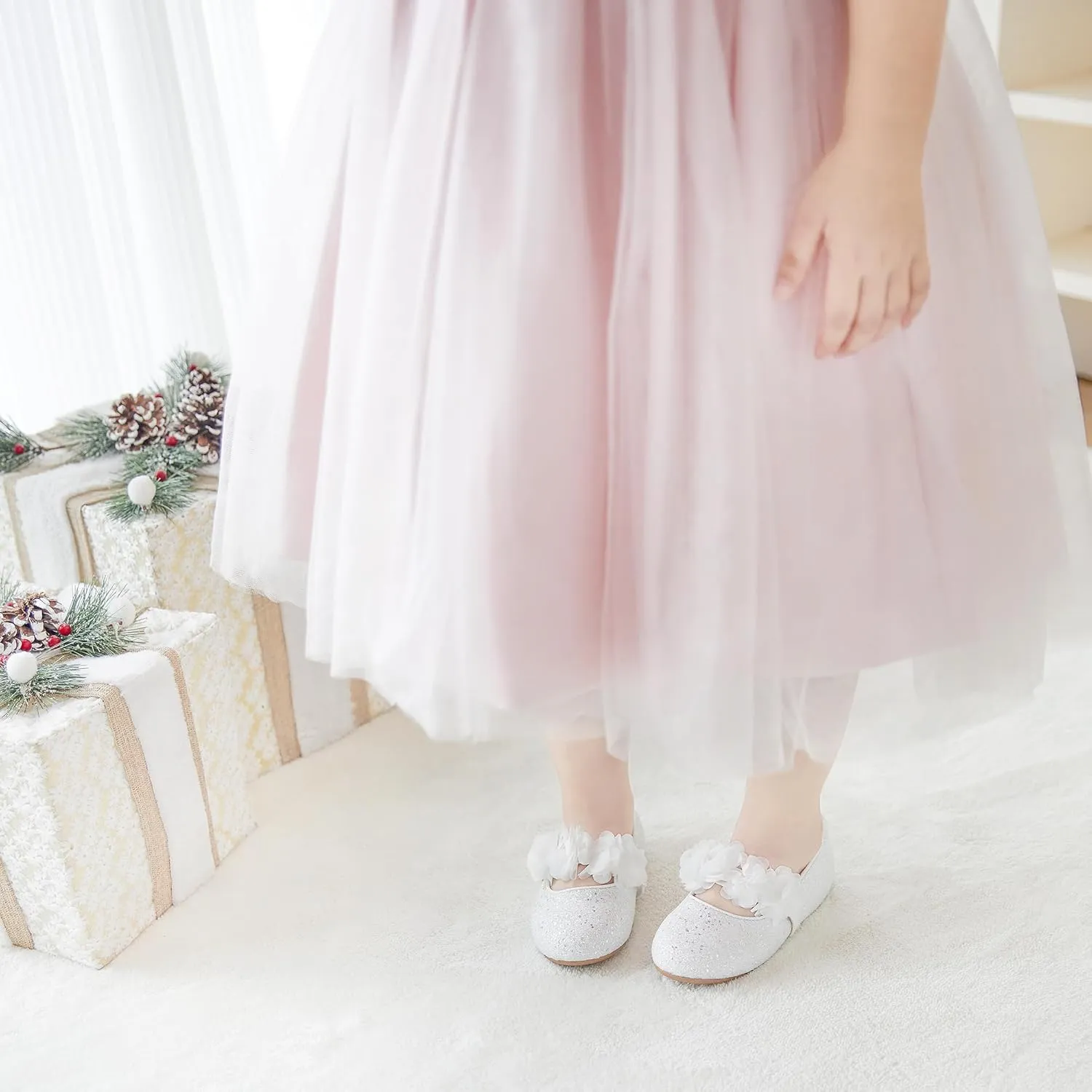 Otter MOMO Toddler Little Girls Party Dress Princess Shoes Slip On Mary Jane Ballerina Flats Shoes