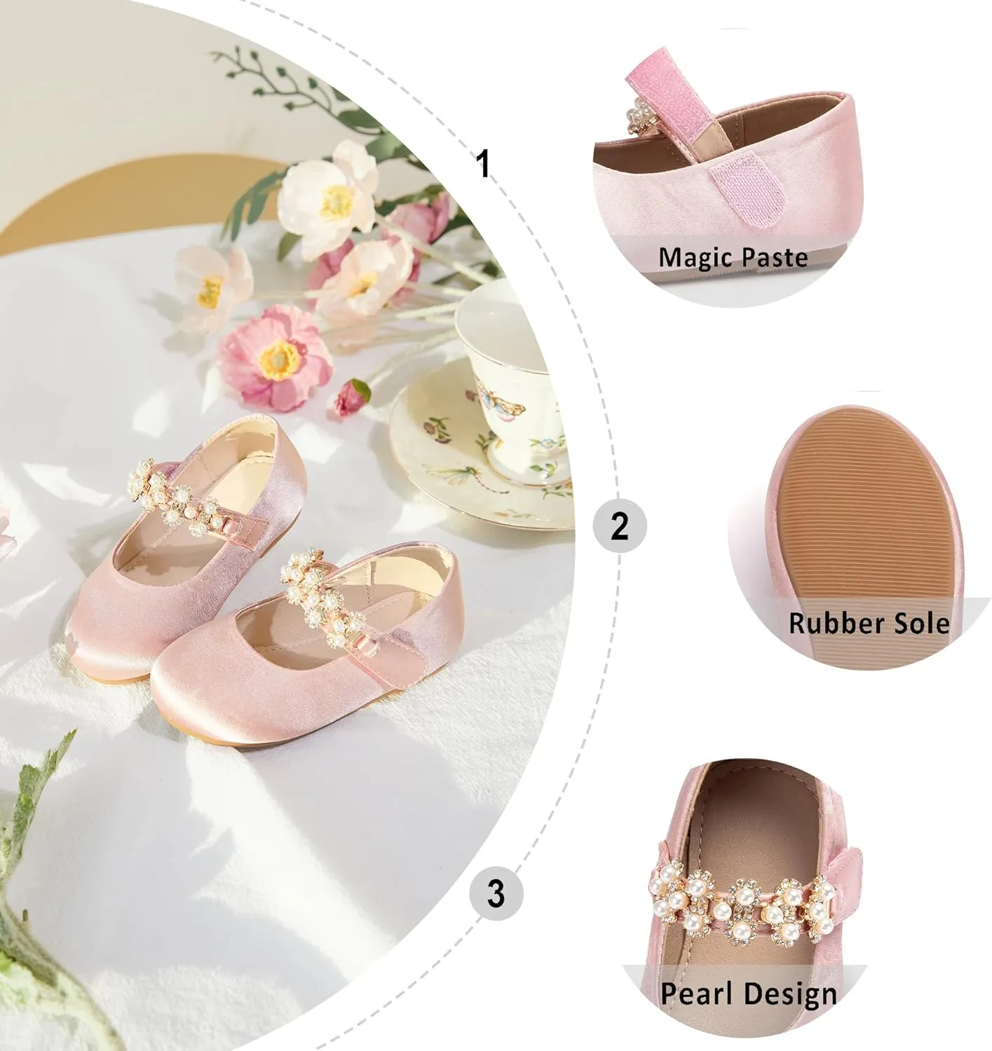 Otter MOMO Toddler/Little Girls Mary Jane Ballerina Flats Shoes Slip-on School Party Dress Shoes