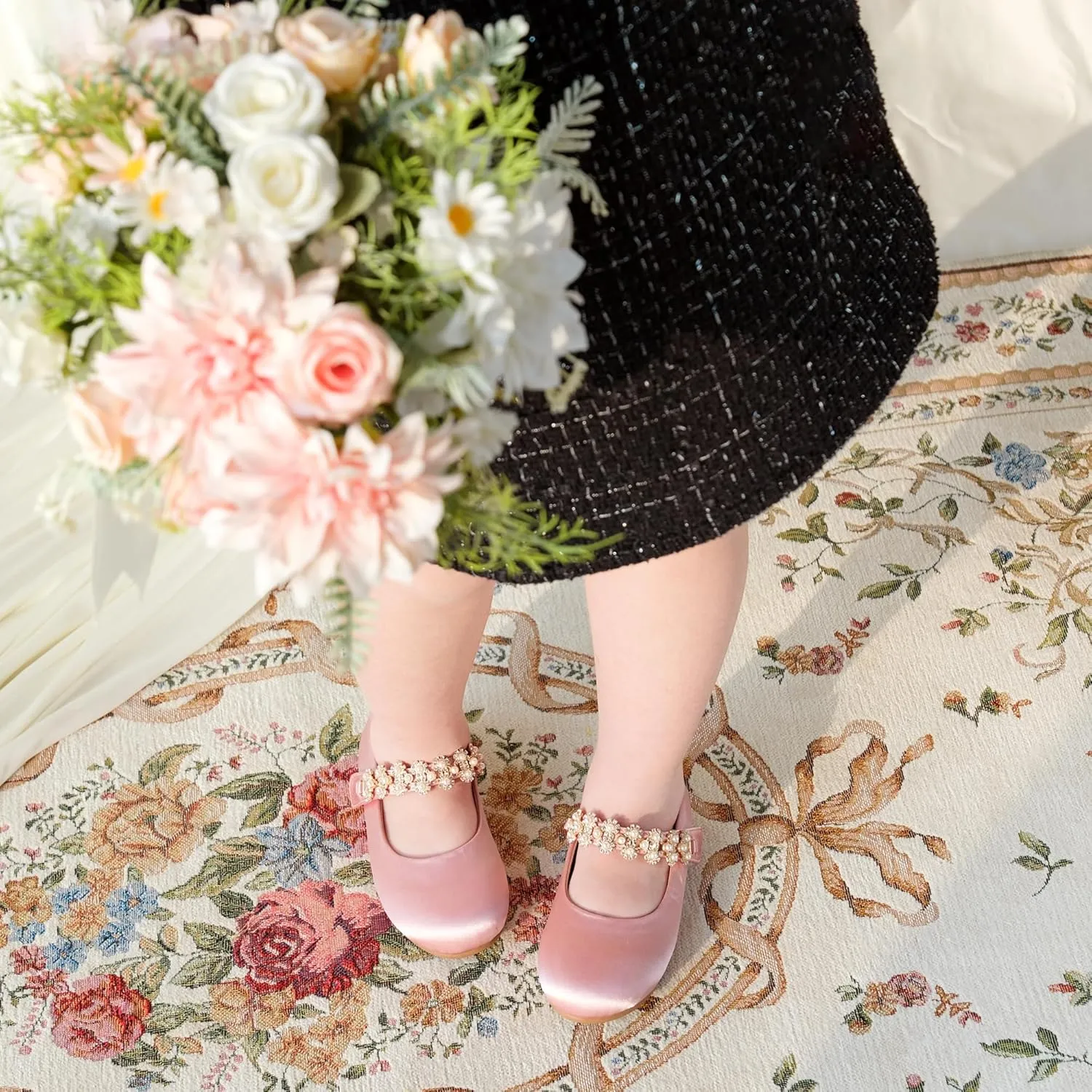 Otter MOMO Toddler/Little Girls Mary Jane Ballerina Flats Shoes Slip-on School Party Dress Shoes