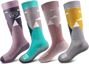 OutdoorMaster Kids Ski Socks - Merino Wool Blend, Over the Calf Design