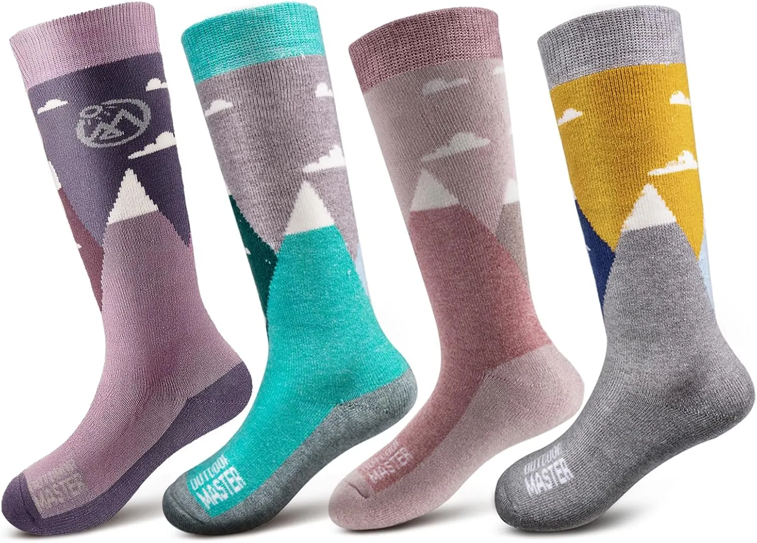 OutdoorMaster Kids Ski Socks - Merino Wool Blend, Over the Calf Design