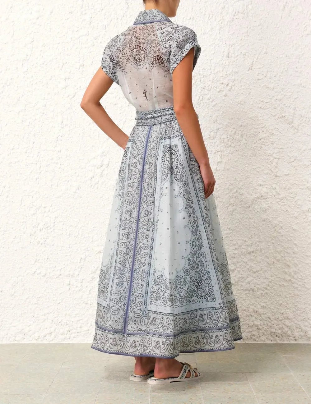 Paisley Maxi Shirt Dress | Belted Waist | Lightweight and Boho-Chic