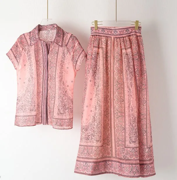 Paisley Maxi Shirt Dress | Belted Waist | Lightweight and Boho-Chic