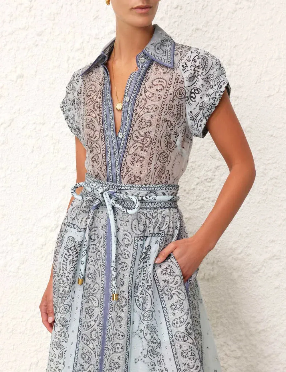 Paisley Maxi Shirt Dress | Belted Waist | Lightweight and Boho-Chic