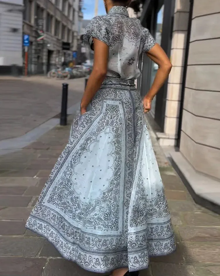 Paisley Maxi Shirt Dress | Belted Waist | Lightweight and Boho-Chic