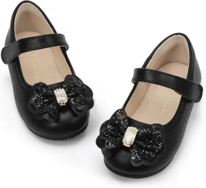 PANDANINJIA Flower Girl Shoes Toddler Little Kid Ballet Flats Pearls Wedding Party Mary Jane Girls Dress Shoes
