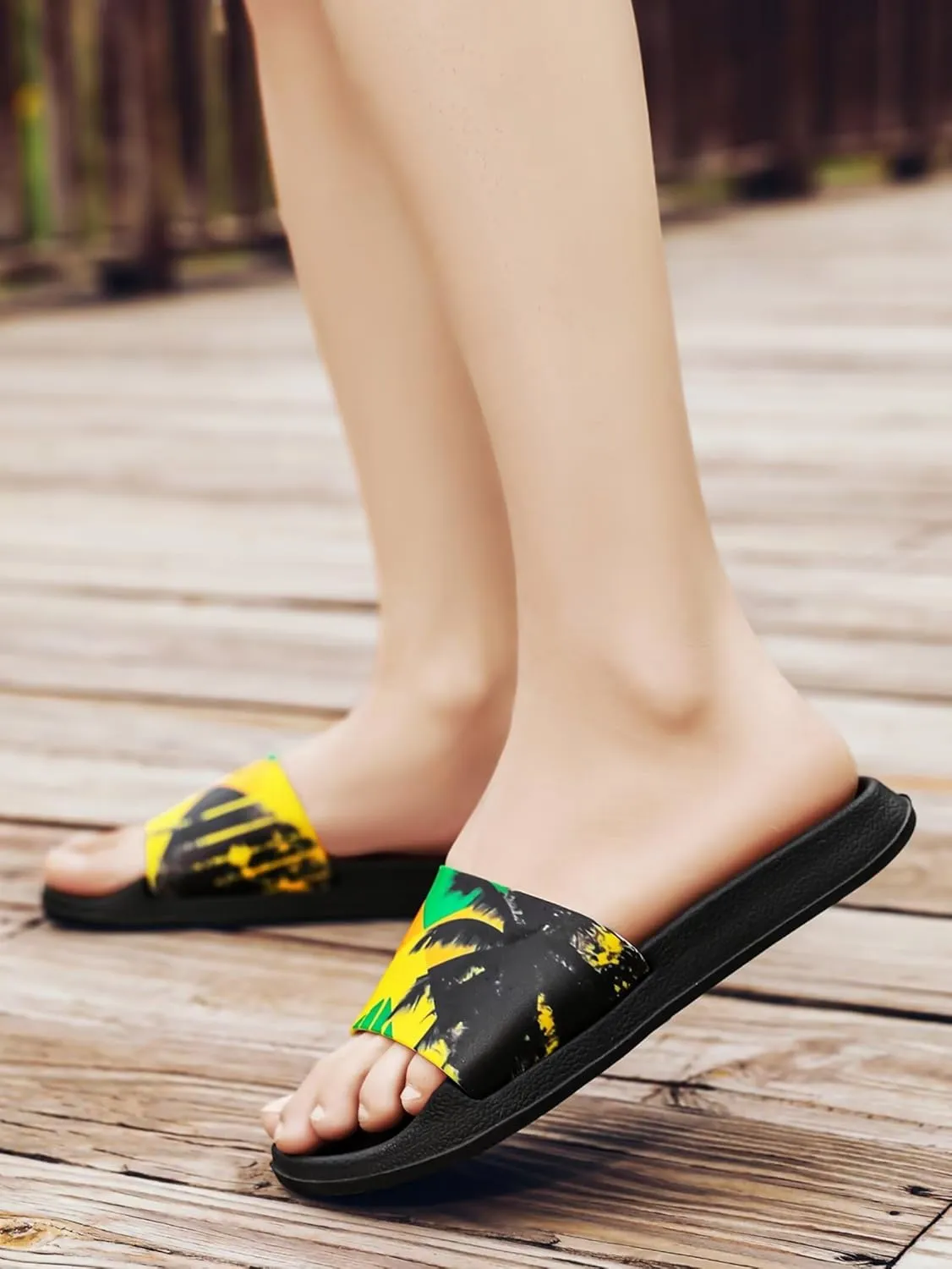 Pineapple House Slippers for Women Men Arch Support Flat Sandals Non Slip Home Pool Shower Slide Slippers