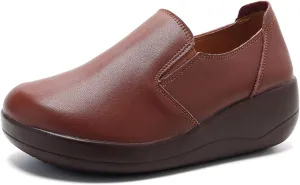 Platform Slip-On Rocker Sneakers for Women Arch Support Walking All Day Fashion Wide Round Toe Comfort Thick Wedge Loafers Casual Daily Work Walking Shoes