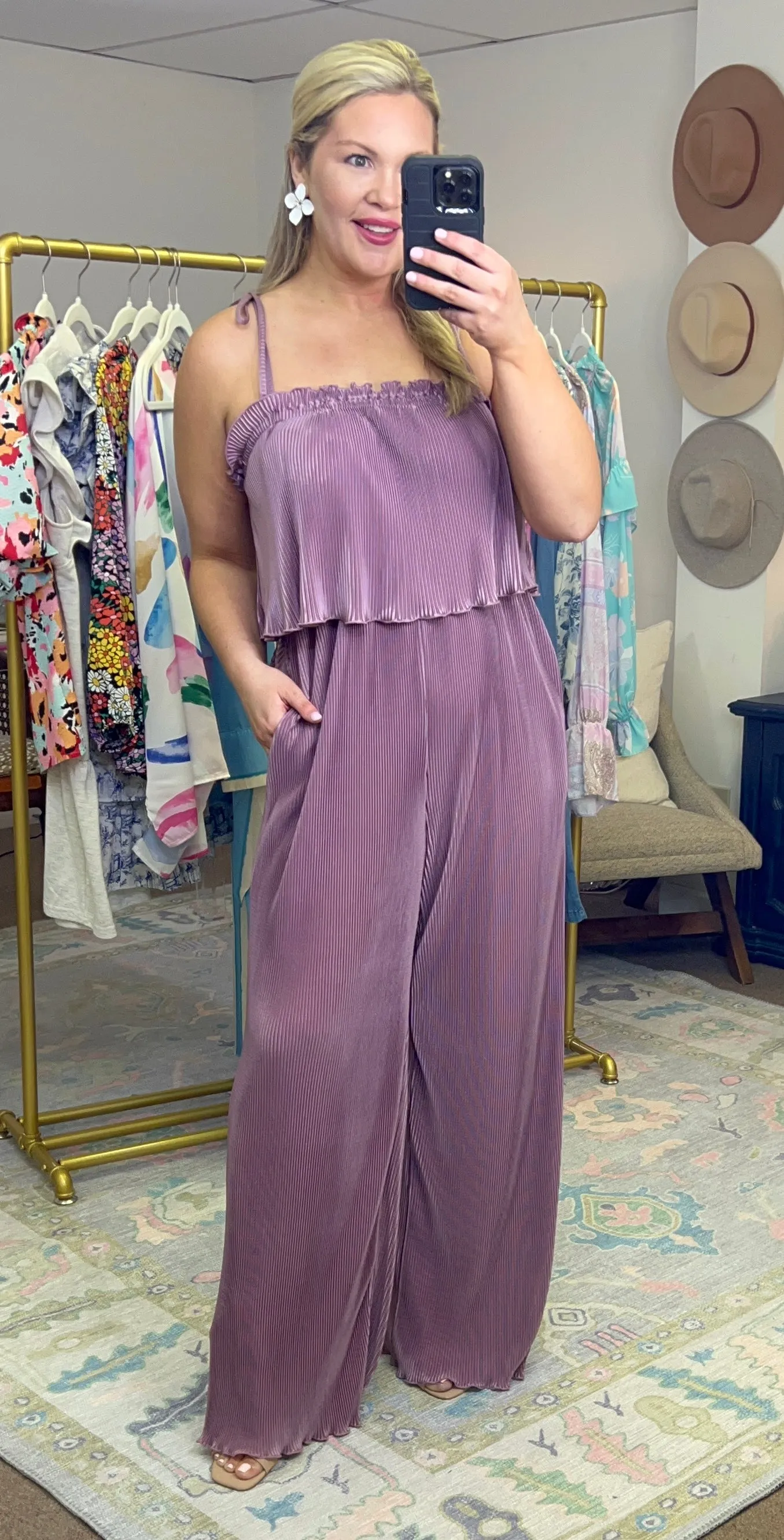 Pleated Wide Leg Jumpsuit