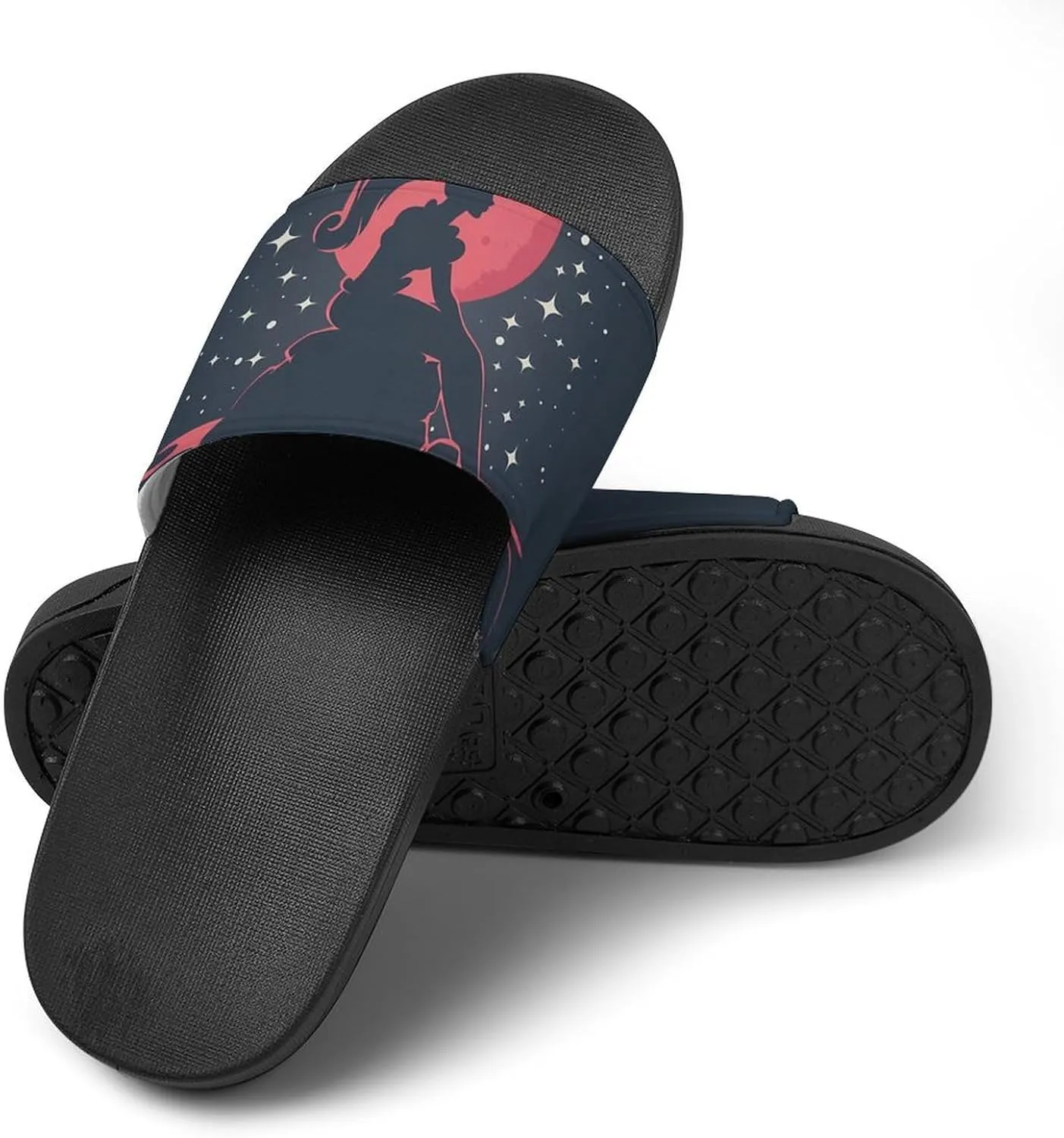 Princess Mermaid at Sunset PVC Home Slippers Beach Shower Sandals Summer Non-Slip Outdoor Shoes for Men Women