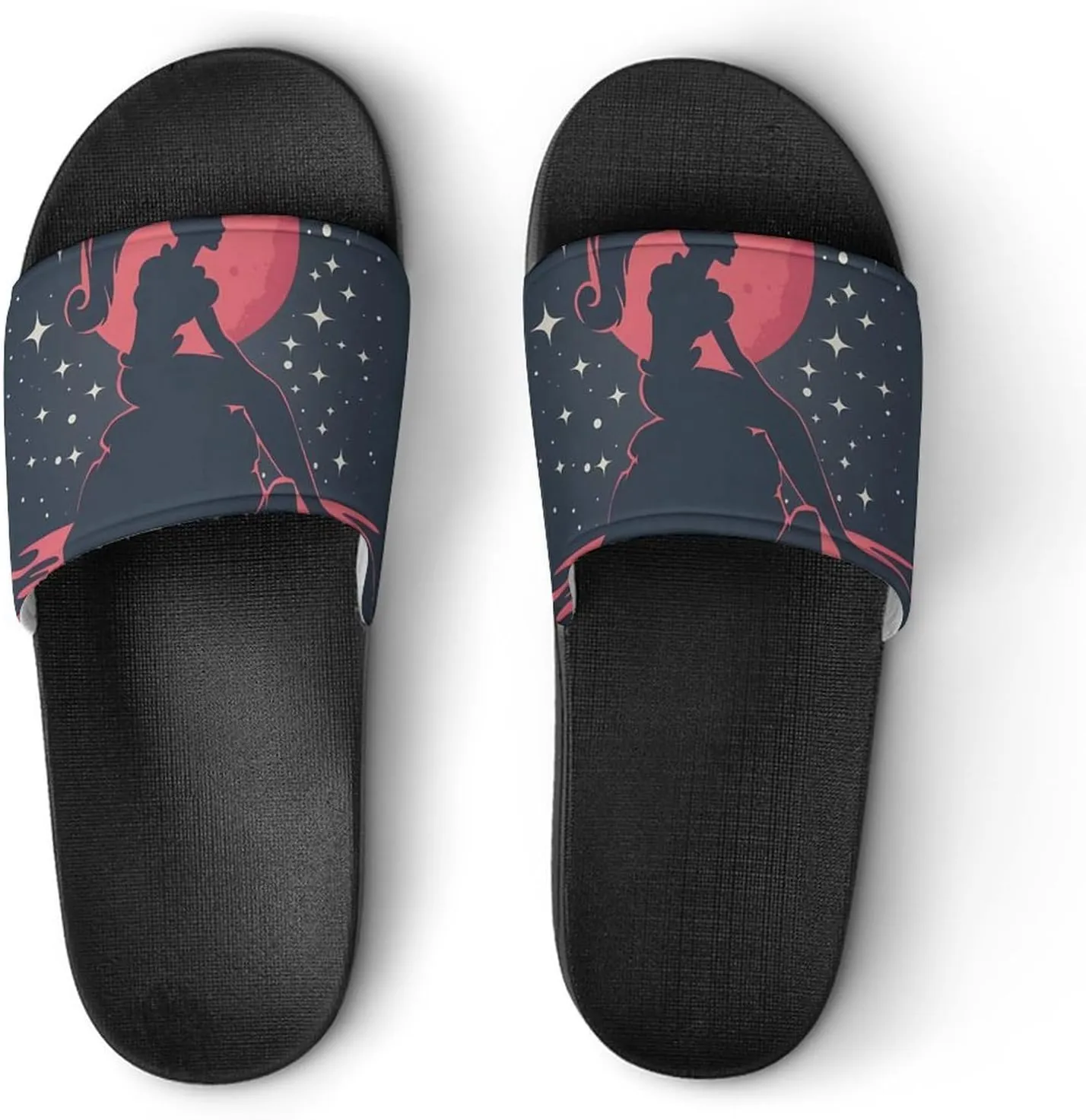 Princess Mermaid at Sunset PVC Home Slippers Beach Shower Sandals Summer Non-Slip Outdoor Shoes for Men Women