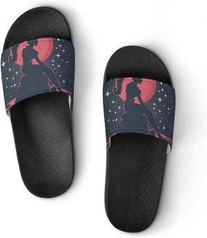 Princess Mermaid at Sunset PVC Home Slippers Beach Shower Sandals Summer Non-Slip Outdoor Shoes for Men Women