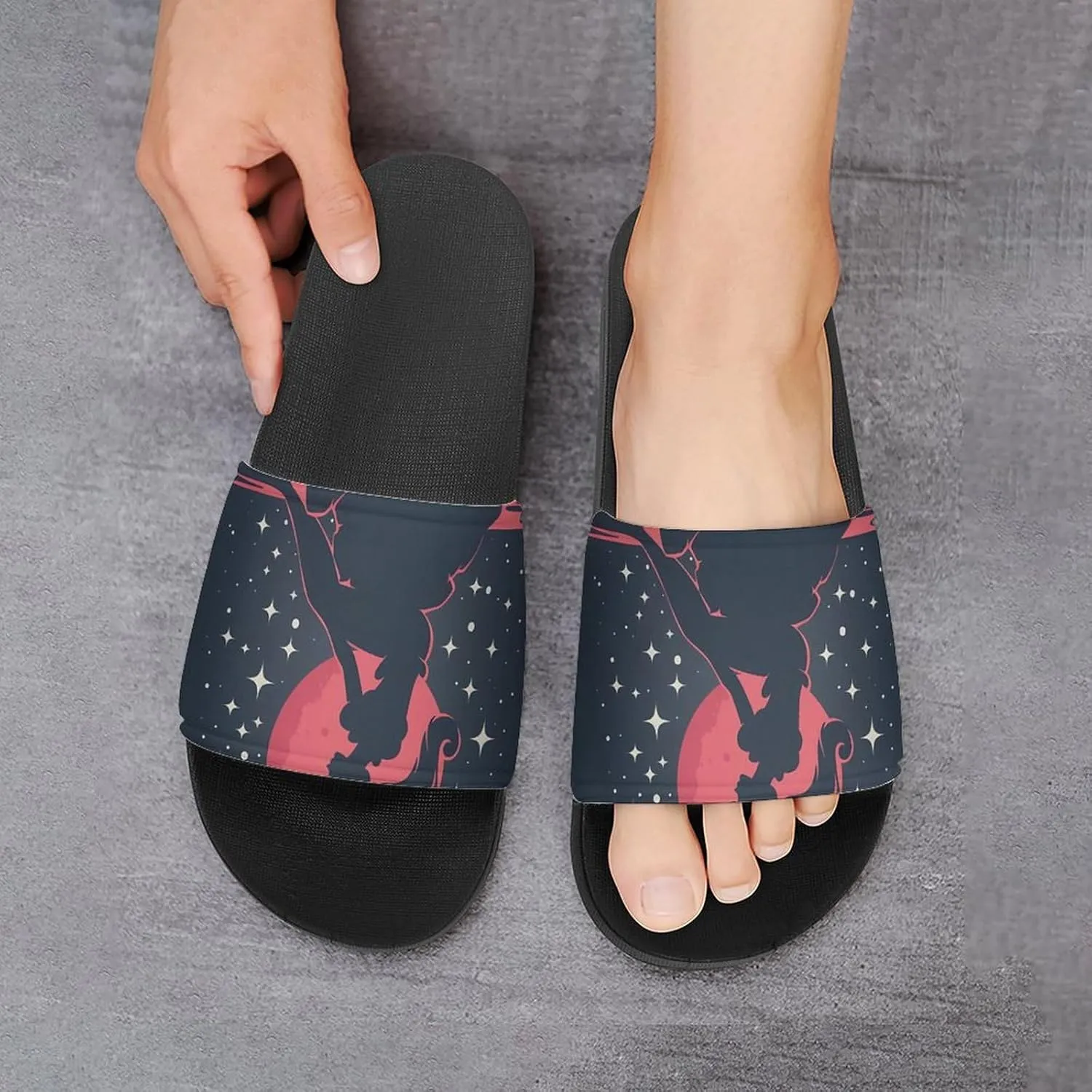 Princess Mermaid at Sunset PVC Home Slippers Beach Shower Sandals Summer Non-Slip Outdoor Shoes for Men Women
