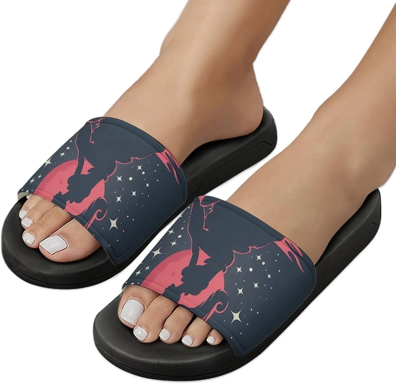 Princess Mermaid at Sunset PVC Home Slippers Beach Shower Sandals Summer Non-Slip Outdoor Shoes for Men Women