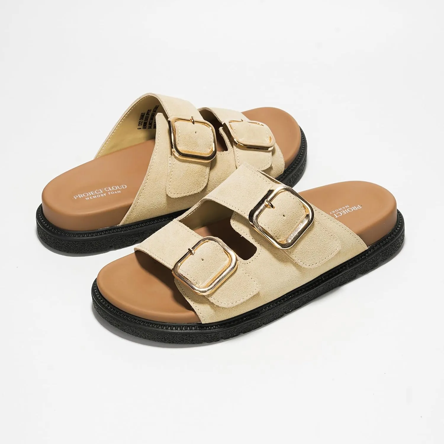 Project Cloud Platform Summer Sandals for Women 2025 - Comfortable and Adjustable Straps Summer Slides with Memory Foam Insole - Non-Slip Casual Womens Sandals